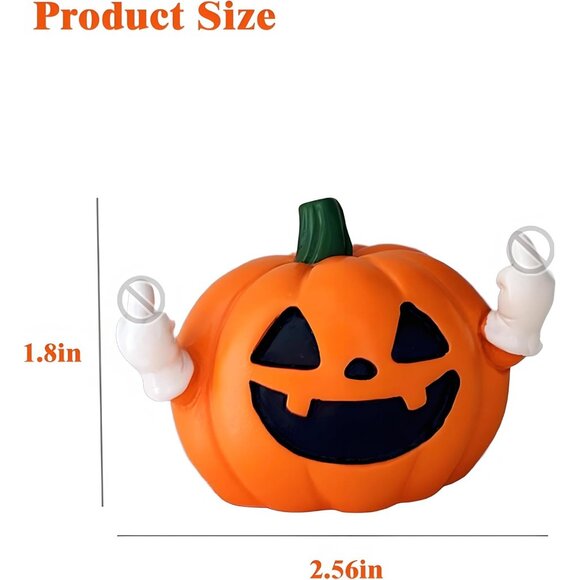 Flipping Off Resin Halloween Pumpkin Statue Decorations for Indoor and Porch - Picture 3 of 6